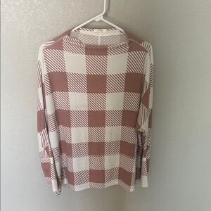 Maurices Brown and White Plaid Long Sleeve Top